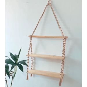 شلف چوبی دو طبقه مکرومه طرح نیلا