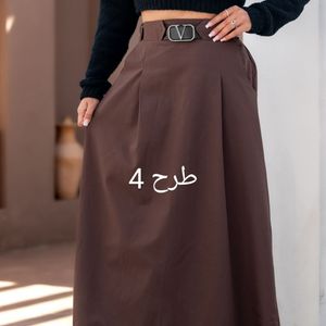 خرید اینترنتی دامن لینن کمربند چرم
