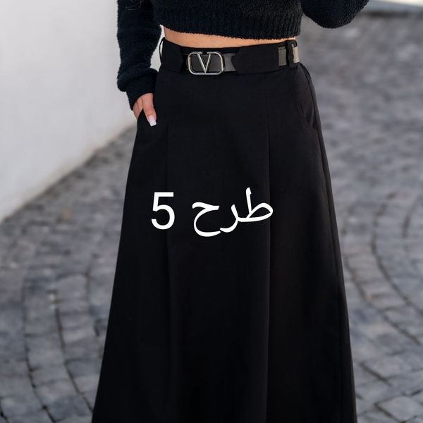 دامن لینن کمربند چرم
