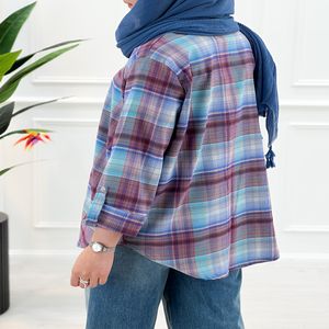 خرید اینترنتی قیمت شومیز مانتویی چهارخونه سوین