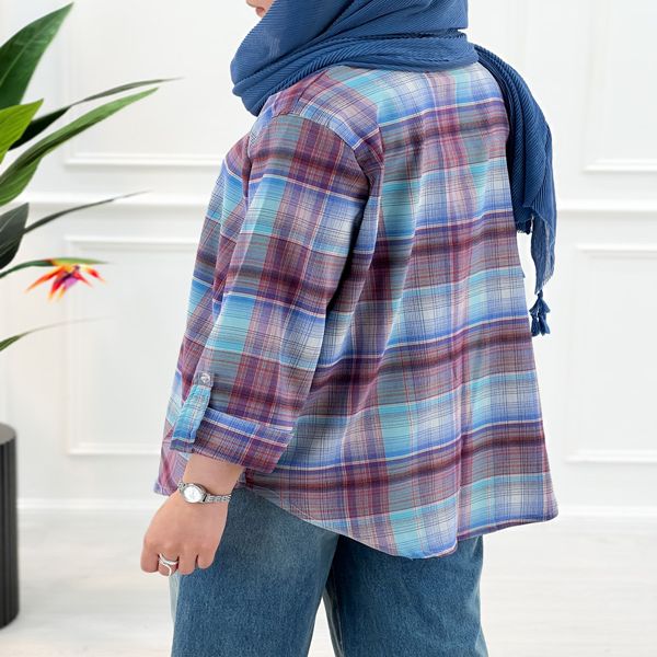 شومیز مانتویی چهارخونه سوین