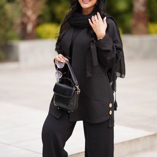 مانتو کوتاه عبایی آستین بنددار