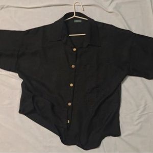 خرید آنلاین شومیز مشکی دکمه چوبی صوفیا