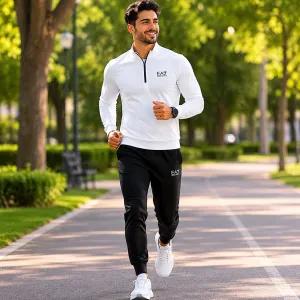خرید اینترنتی قیمت ست مردانه نیم زیپ و شلوار مدل EA7