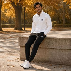خرید اینترنتی قیمت ست مردانه نیم زیپ و شلوار مدل EA7
