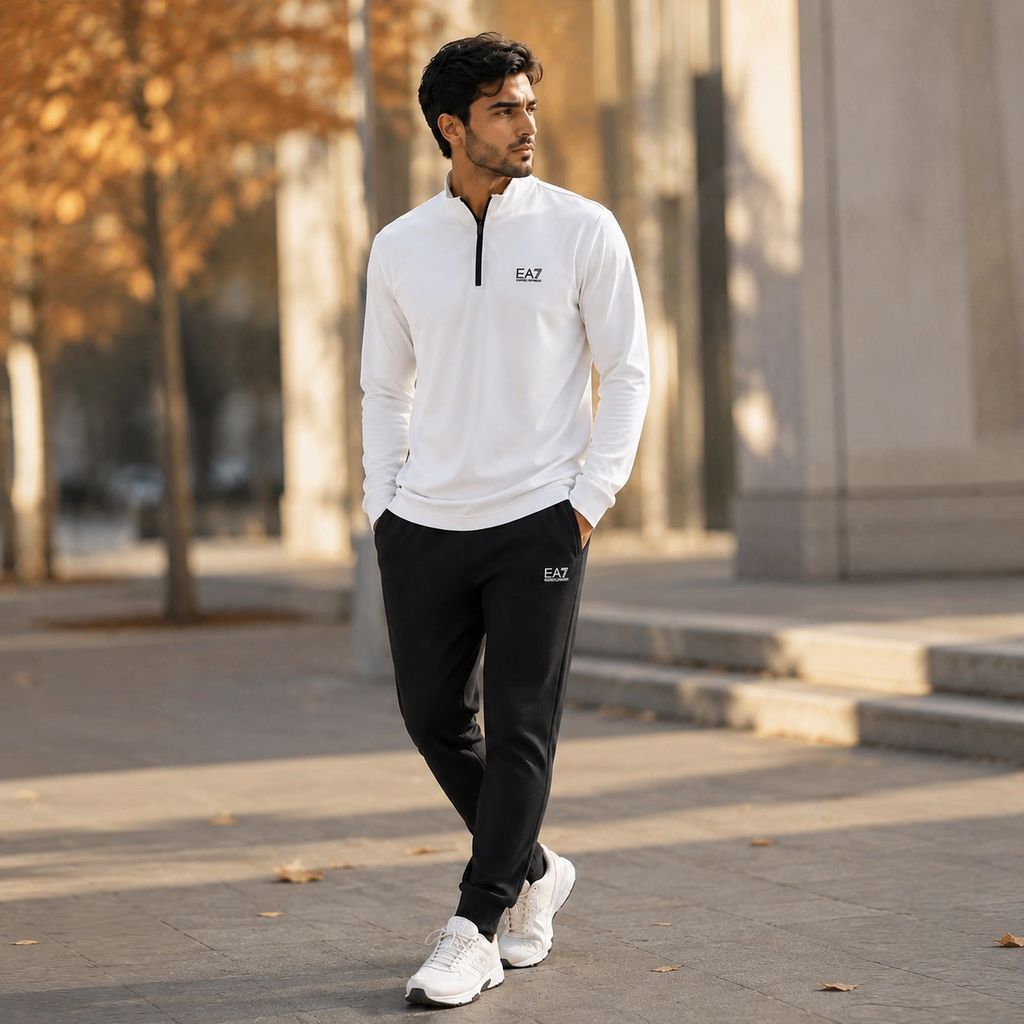 خرید اینترنتی قیمت ست مردانه نیم زیپ و شلوار مدل EA7