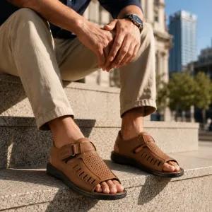 خرید اینترنتی قیمت صندل جلوباز مردانه قهوه ای مدل Sany