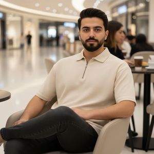 خرید اینترنتی قیمت تیشرت مردانه یقه زیپ دار کرم مدل Arban