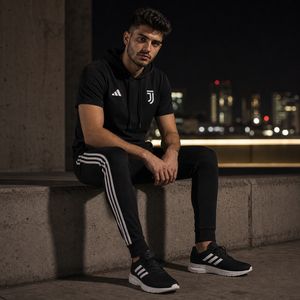 خرید اینترنتی قیمت پکیج ست تیشرت کلاهدار و شلوار مردانه مدل Juventus کفش ورزشی مردانه مدل Alshen