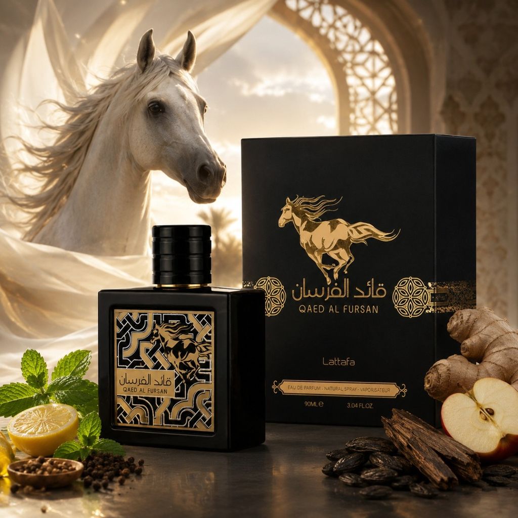 فروش اینترنتی عطر ادکلن زنانه قاید الفرسان لطافه اصل بهمراه هولوگرام 3 بعدی