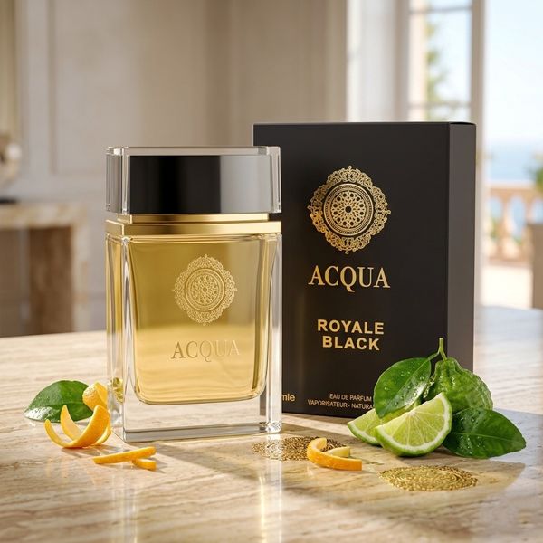 عطر ادکلن جدید مردانه آکوا رویال بلک فراگرنس ورد اصل گرم و شیرین و تند