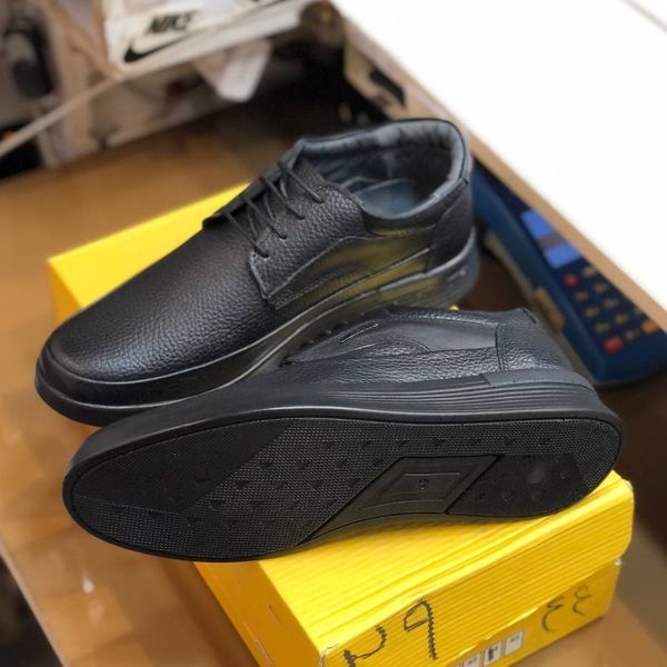 کفش چرم مردانه تکنو بندی مشکی