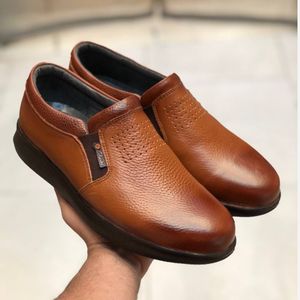 کفش چرم مردانه مدل کرینگر عسلی