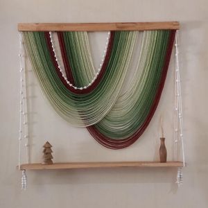بومریس شلف دار مکرومه چوبی