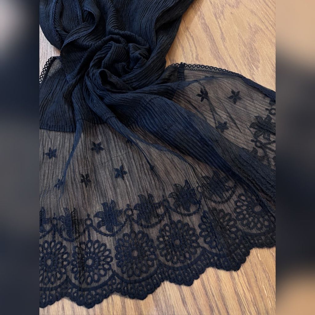 خرید آنلاین شال مشکی دانتل برشکا