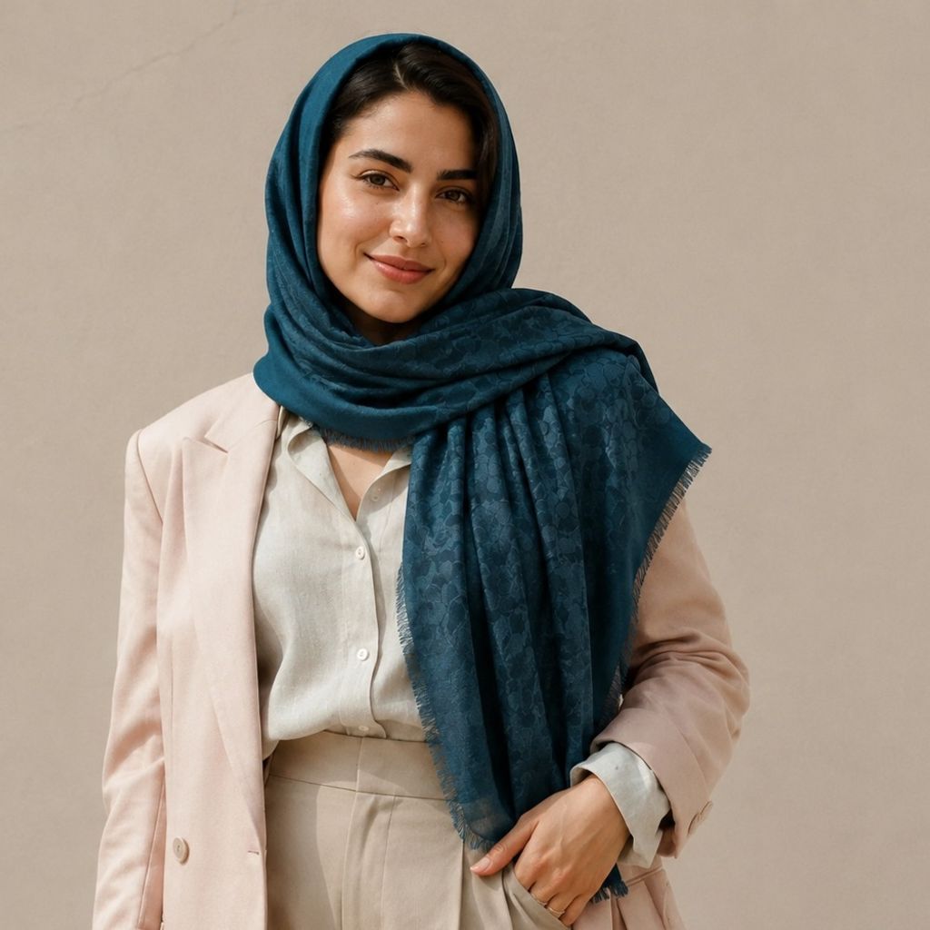 خرید اینترنتی روسری قواره بزرگ طرح گوجی سبز
