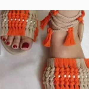 صندل زنانه ودخترانه مکرومه رکابدار
