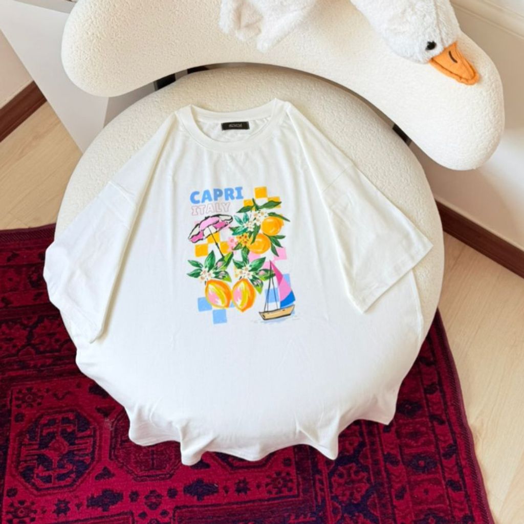 خرید اینترنتی تیشرت باکسی چاپی سامر summer زنانه