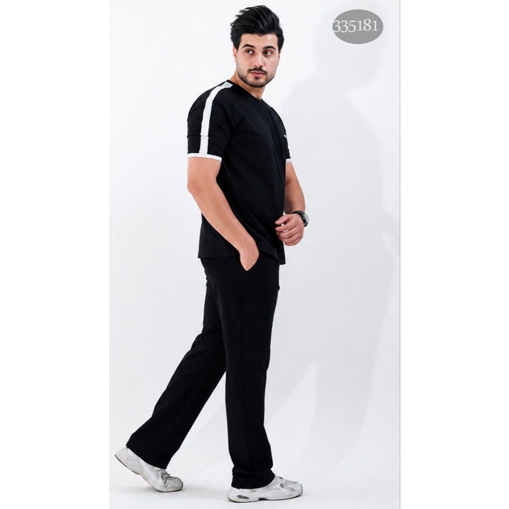خرید اینترنتی قیمت ست تیشرت و شلوار اسپرت مدل پیام رنگ تیره– ترکیب استایل و راحتی