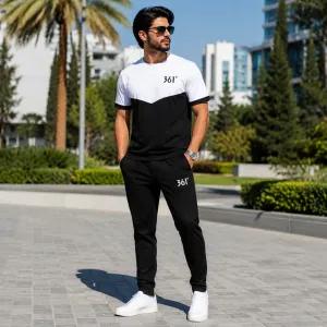 خرید اینترنتی قیمت ست تیشرت شلوار مردانه 361 مدل W15مشکی