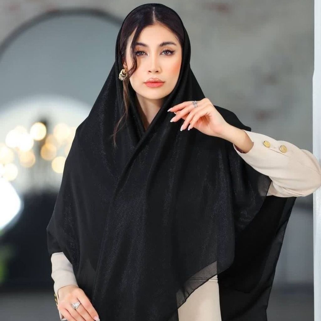 قیمت ارزان روسری مشکی دنیز وارداتی قواره 130