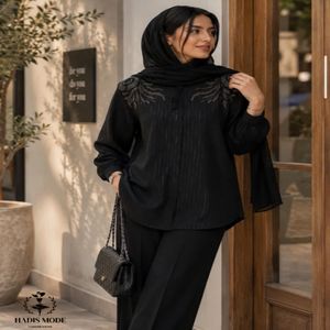 خرید اینترنتی قیمت شومیز جلوبسته شانتون داغی مشکی محرمی | شومیز مجلسی دخترانه زنانه