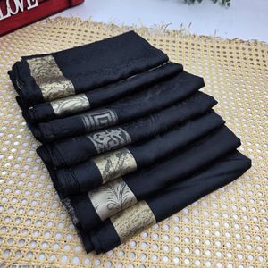 روسری مشکی ژاکارد ابریشم حاشیه طلایی قواره 110