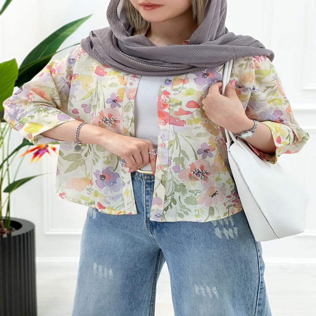 خرید اینترنتی قیمت شومیز مانتویی گل دار آیسانا | تاتاتا
