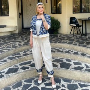 قیمت ارزان ست کت و شلوار زنانه نیلسا سه تیکه کالکشن فروزان نریمیسا