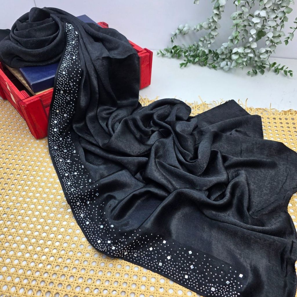 قیمت ارزان شال مشکی کوپرا نگین ارتشی قواره 70 ×190