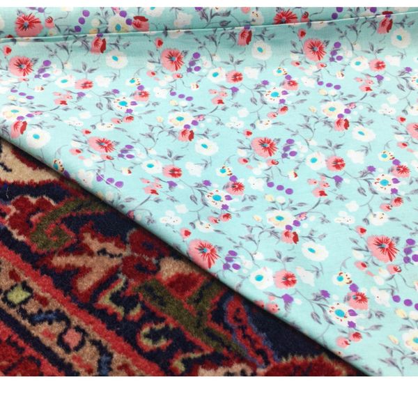 پارچه لباس عرض 0.9 متر مدل گلدار رنگ آبی روشن