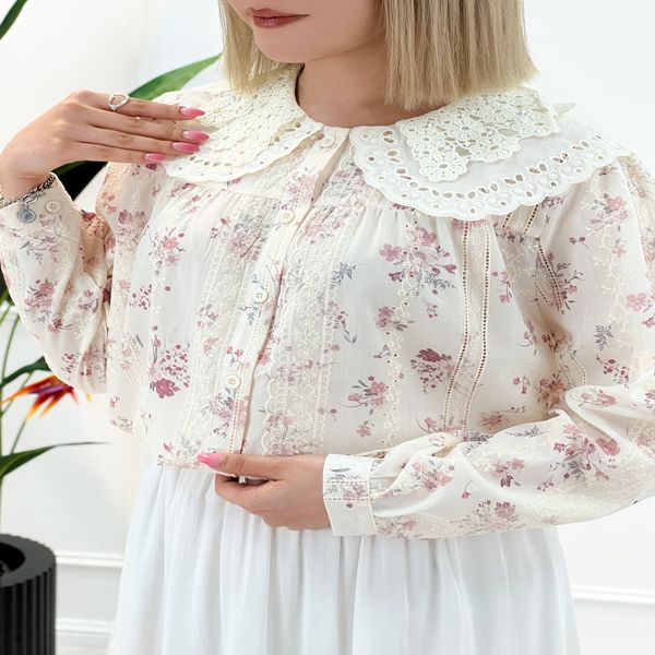 شومیز یقه دلبری پرنیان زنانه - تاتاتا