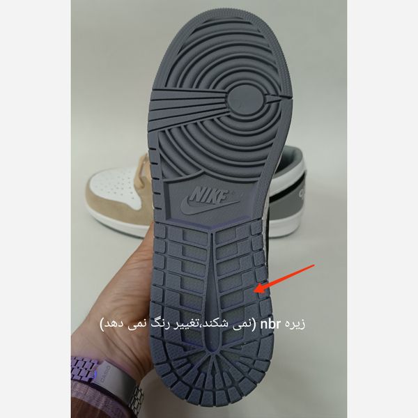 کتانی مردانه نایک جردن گوچی کرم سفید طوسی