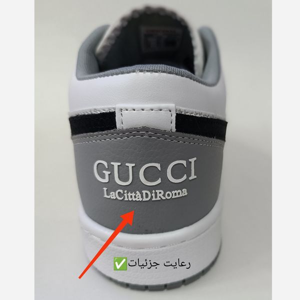 کتانی مردانه نایک جردن گوچی کرم سفید طوسی