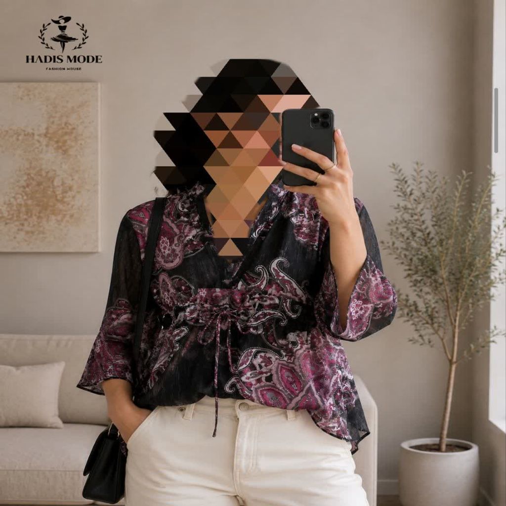 خرید اینترنتی قیمت تونیک حریر یاخما مجلسی زنانه وارداتی برند TU | شومیز مجلسی زنانه