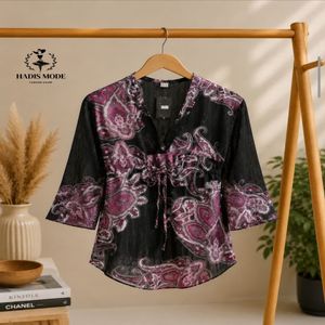 خرید اینترنتی قیمت تونیک حریر یاخما مجلسی زنانه وارداتی برند TU | شومیز مجلسی زنانه