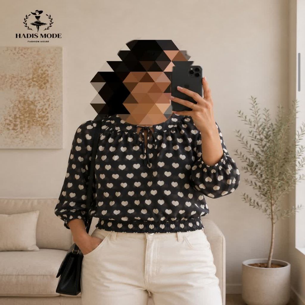 خرید اینترنتی قیمت شومیز حریر مجلسی دخترانه زنانه طرح قلب وارداتی برند TU