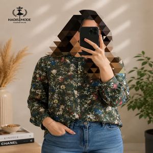 شومیز مجلسی حریر زنانه سایز بزرگ سبز وارداتی برند REDSKY