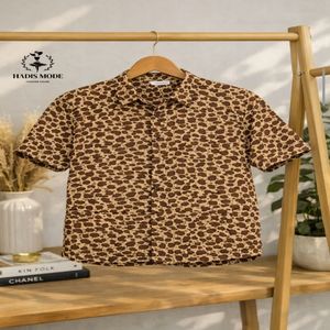 خرید اینترنتی قیمت شومیز زنانه دخترانه آستین کوتاه دکمه دار وارداتی برندJIERRAI
