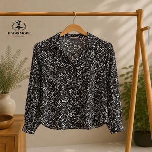 شومیز مجلسی زنانه ساتن پلنگی مشکی وارداتی برند M&S COLLECTION