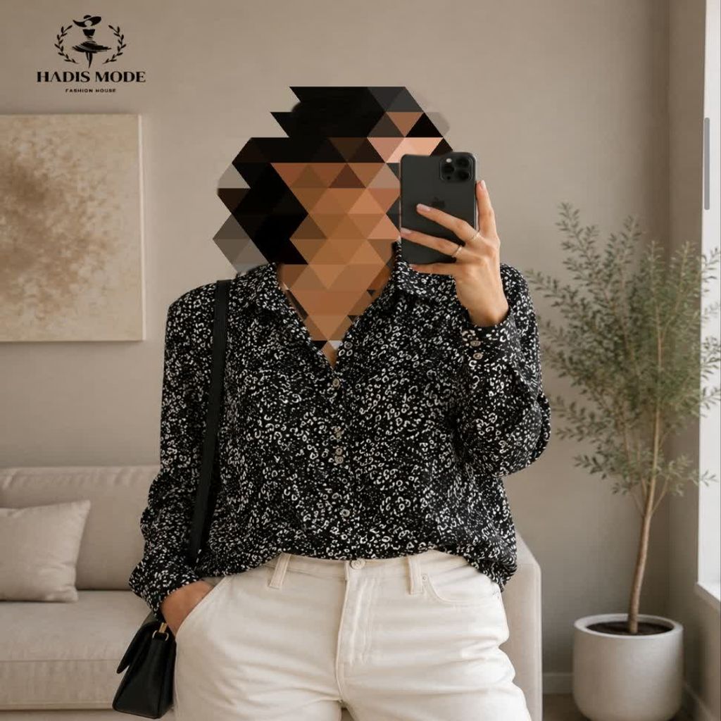 خرید اینترنتی قیمت شومیز مجلسی زنانه ساتن پلنگی مشکی وارداتی برند M&S COLLECTION