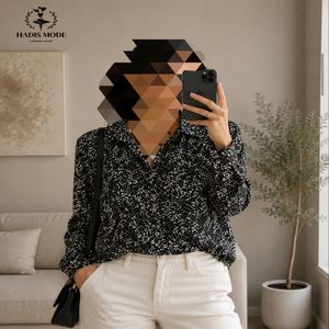 خرید اینترنتی قیمت شومیز مجلسی زنانه ساتن پلنگی مشکی وارداتی برند M&S COLLECTION