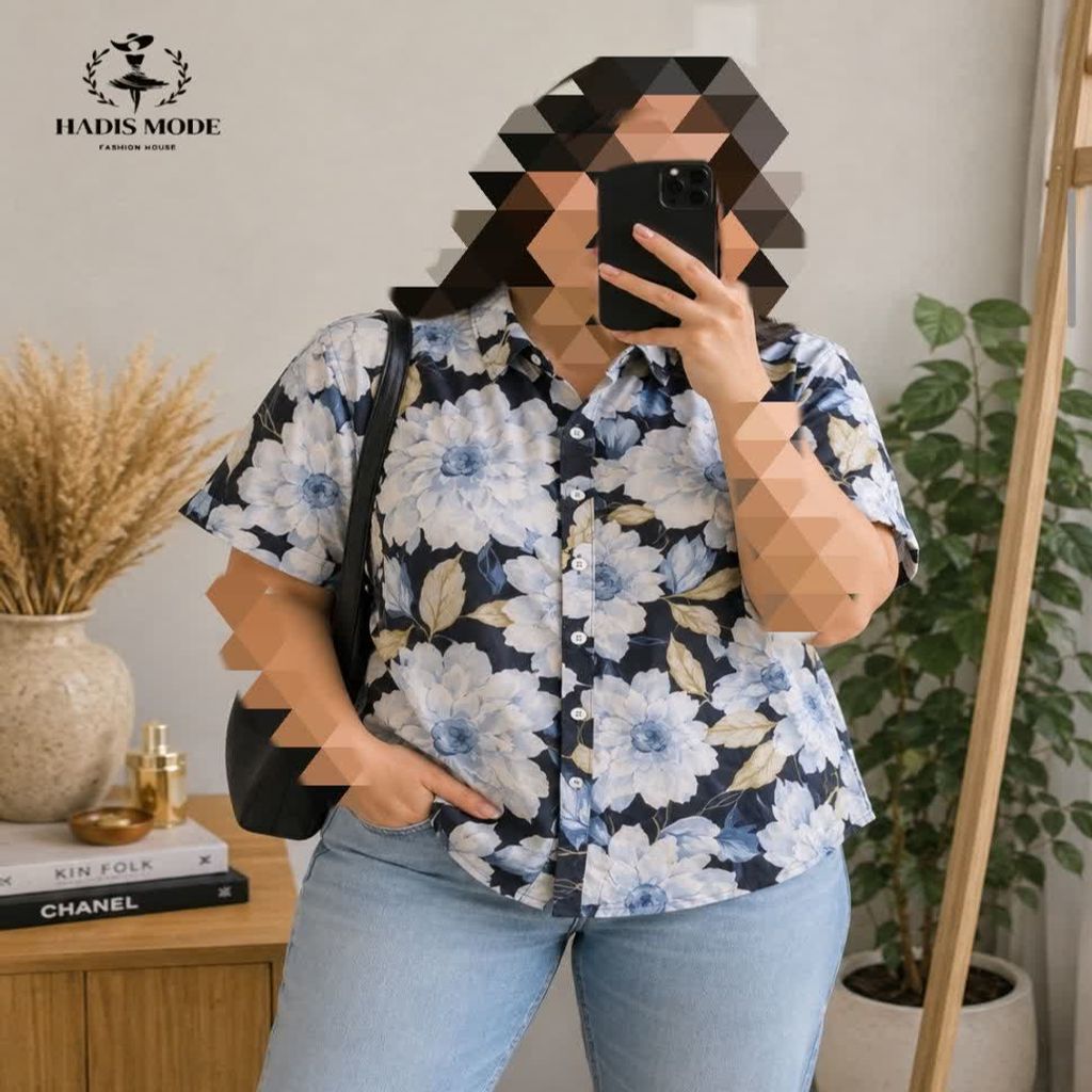 خرید اینترنتی قیمت شومیز کرپ حریر زنانه سایز بزرگ گلدار برندMISS HUDSON
