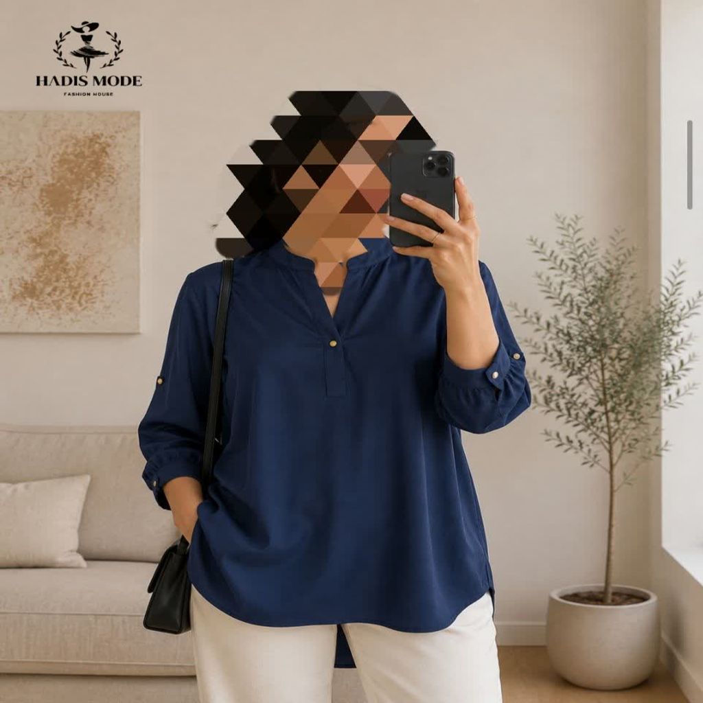 خرید اینترنتی قیمت شومیز مانتویی کرپ حریر زنانه دخترانه سایز بزرگ سورمه ای وارداتی برندSPEEDLIMIT