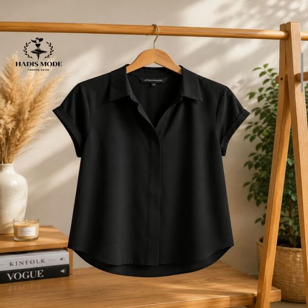 تاپ لینن مشکی نخی دکمه مخفی زنانه دخترانه سایز بزرگ وارداتی برند FEALINE