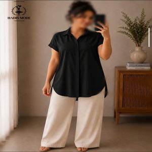 تاپ لینن مشکی نخی دکمه مخفی زنانه دخترانه سایز بزرگ وارداتی برند FEALINE