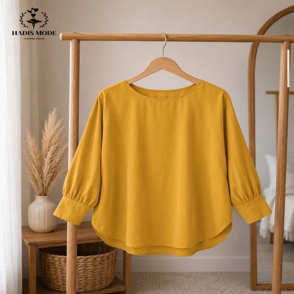 شومیز کیمونو زنانه خردلی سایز 48 تا 52 وارداتی برندSTYLO