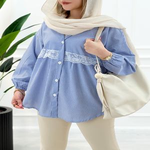 شومیز گیپور راه راه آستین بلند | تاتاتا