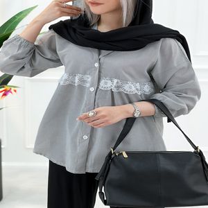 خرید اینترنتی قیمت شومیز گیپور راه راه آستین بلند
