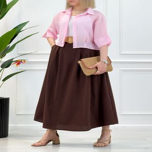 خرید اینترنتی قیمت دامن بلند لینن صبا زنانه | تاتاتا